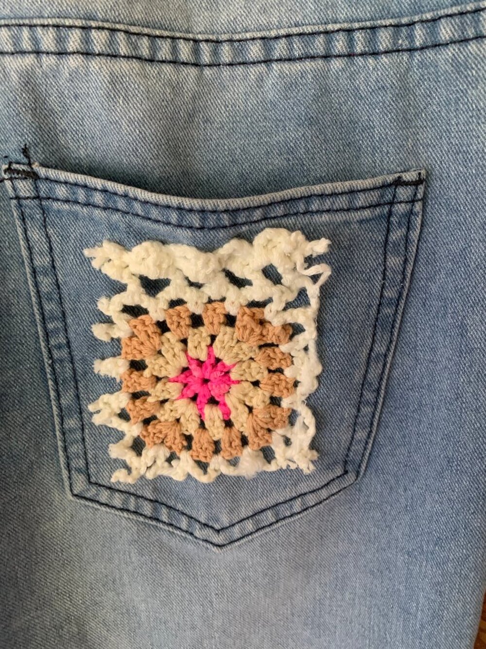 Custom One-of-a Kind Upcycle Jeans size large - Picture 9 of 10